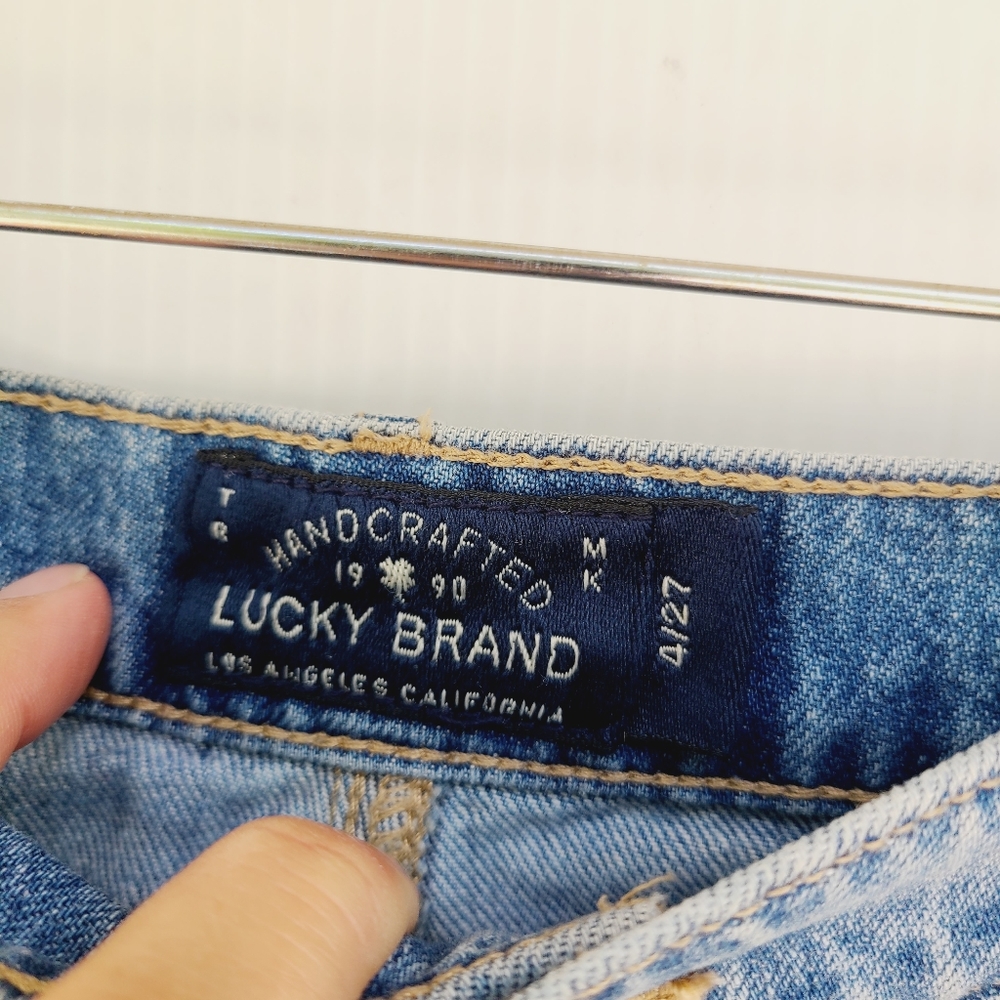 LUCKY BRAND high rise distressed lightwash denim pencil skirt - Picture 2 of 8